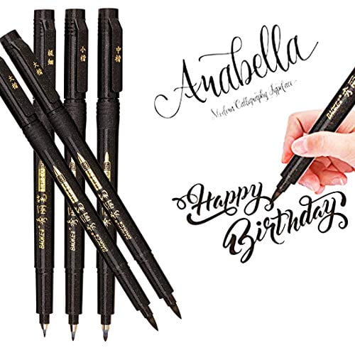 Signature Black Ink Brush Lettering Pens Writing Tool Calligraphy Pen Marker 